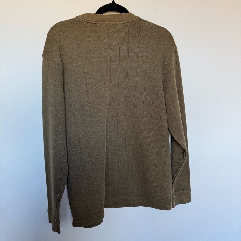 Columbia Men's Olive Worn In V-Neck Sweater Fall Cozy Warm Layer Size Large - Picture 4 of 6